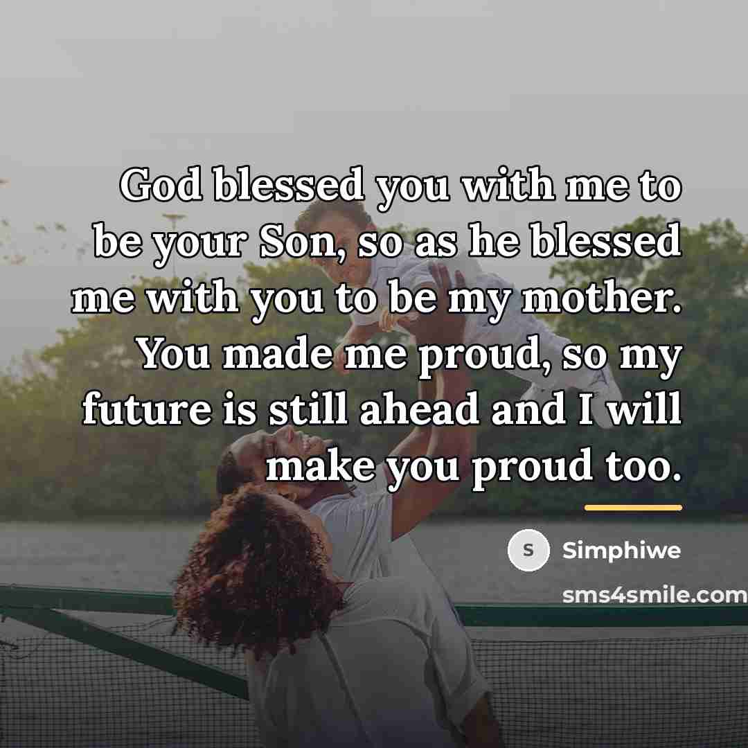 “God blessed you with me to be your Son, so…” quote by Simphiwe