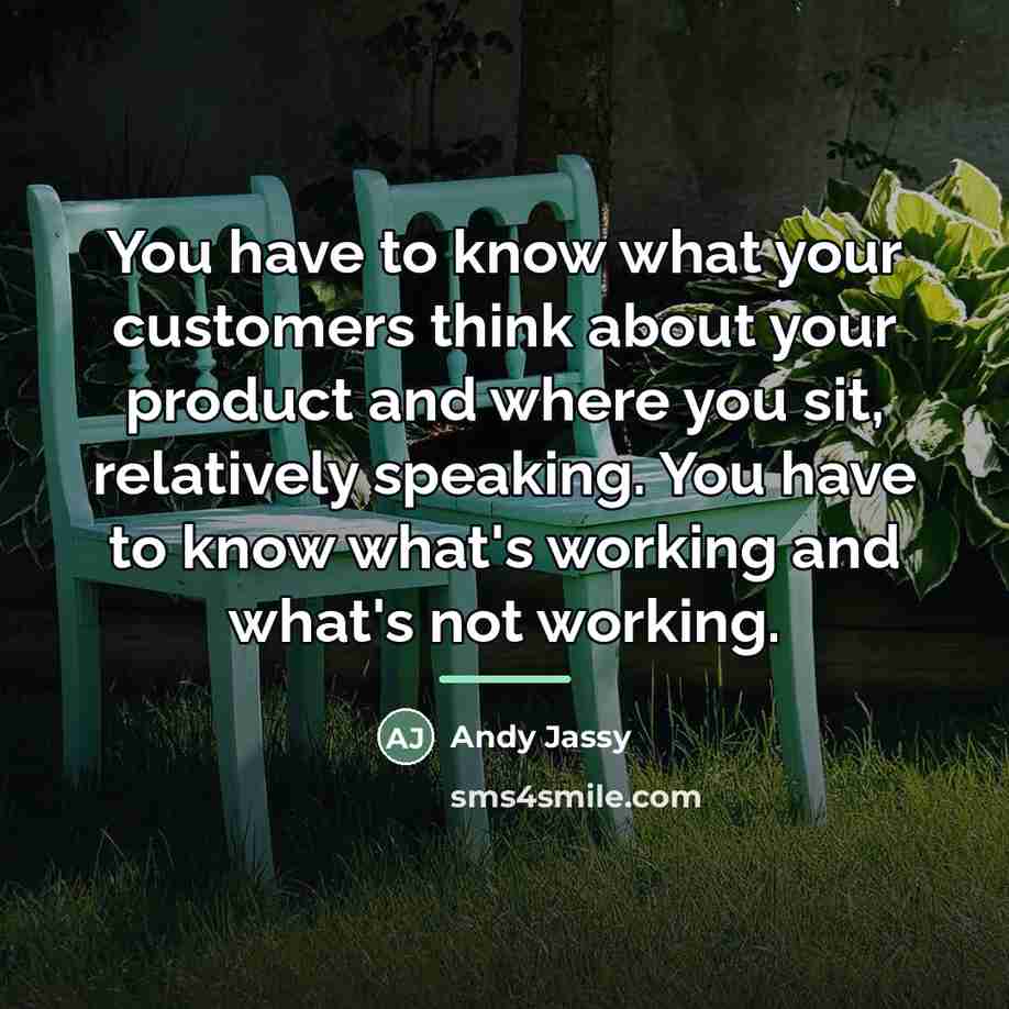 “You have to know what your customers think about your…” quote by Andy Jassy