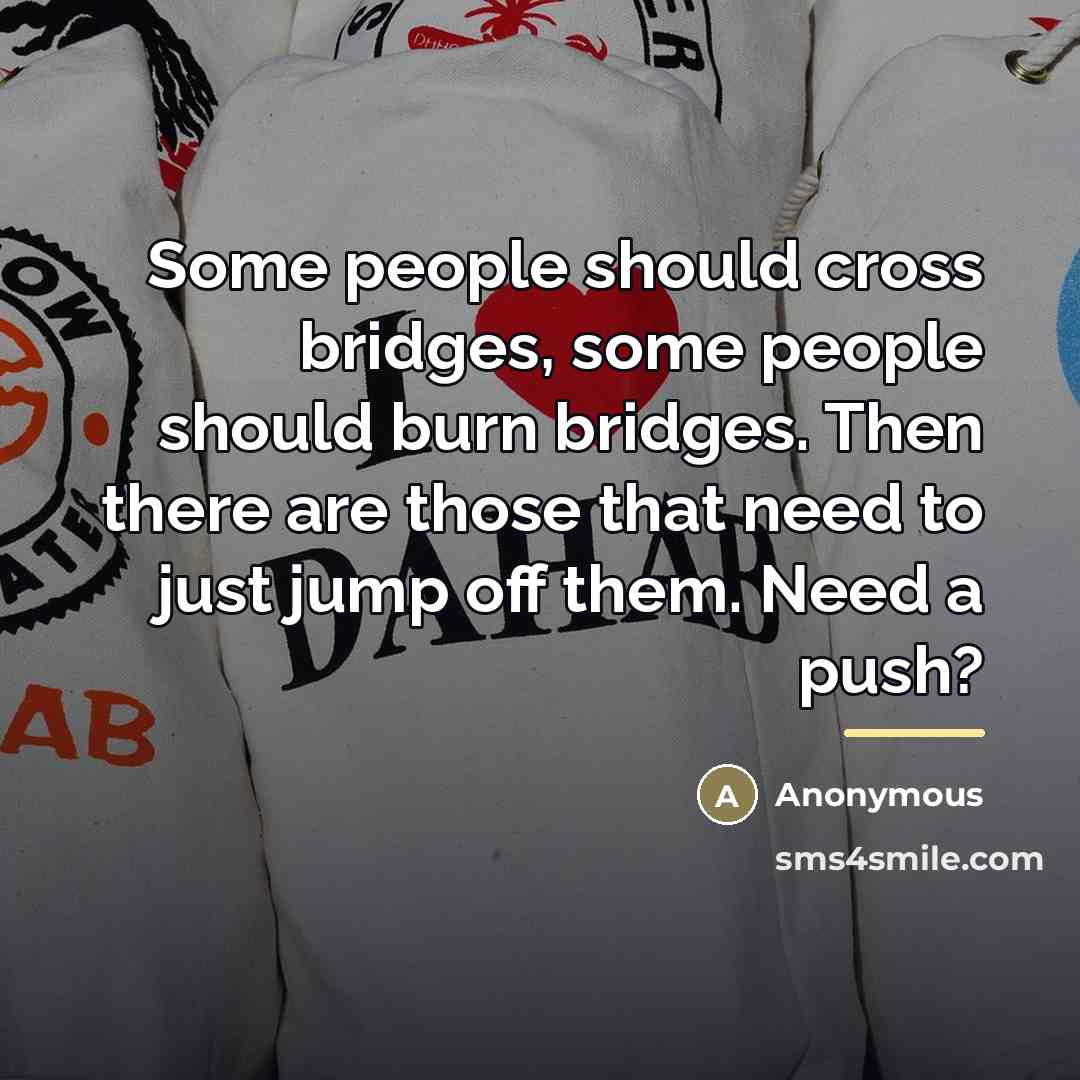 “Some people should cross bridges, some people should burn bridges.…” quote by Anonymous