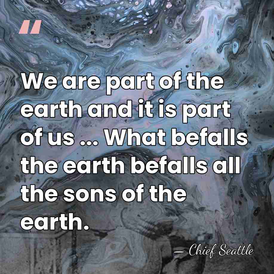 We are part of the earth and it is part of us&hellip; - Chief Seattle