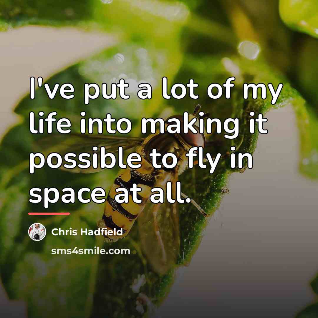“I've put a lot of my life into making it…” quote by Chris Hadfield