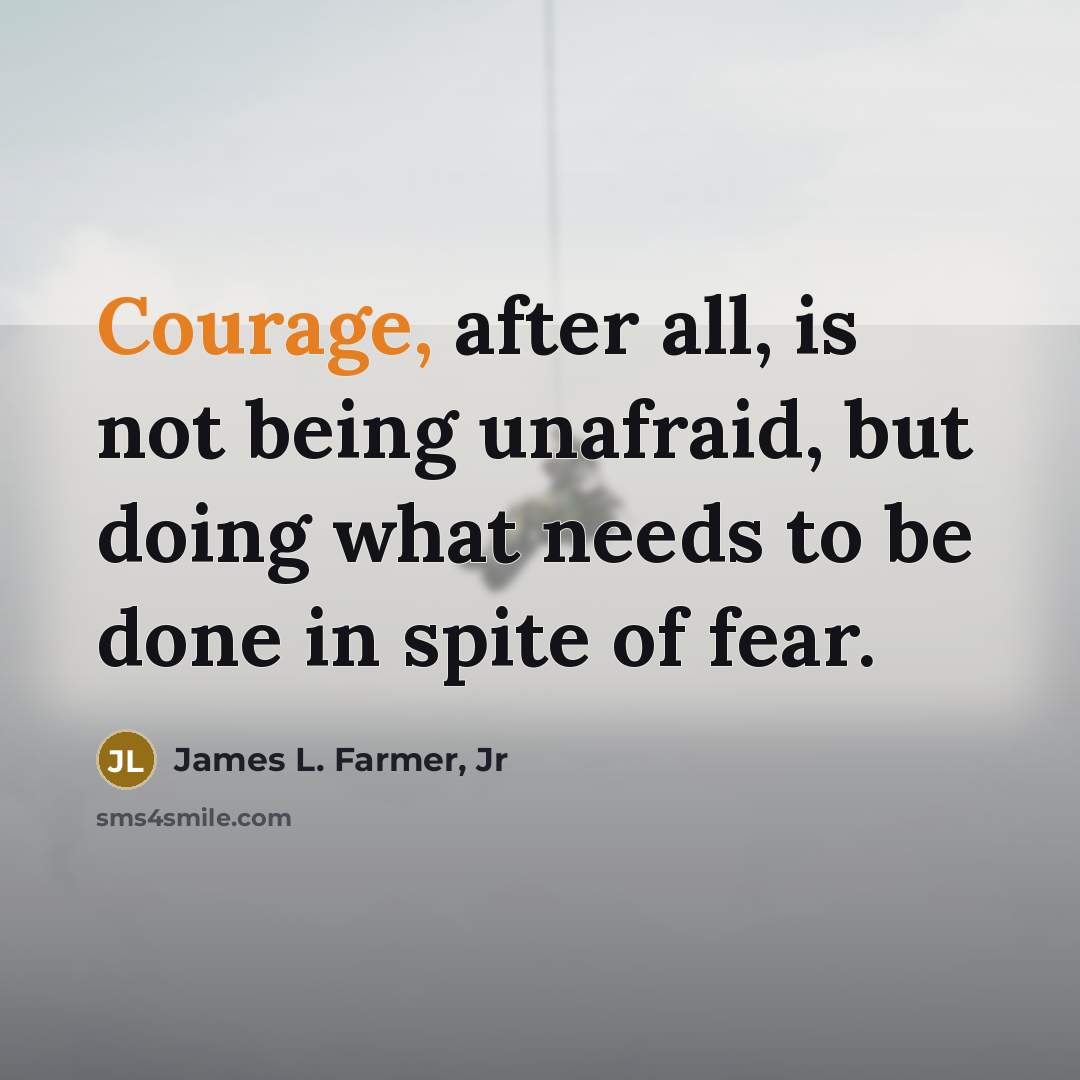 “Courage, after all, is not being unafraid, but doing what…” quote by James L. Farmer, Jr