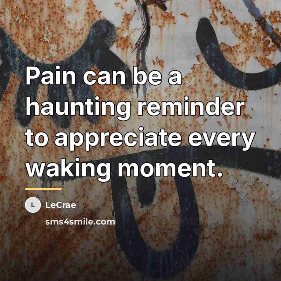 “Pain can be a haunting reminder to appreciate every waking…” quote by Lecrae