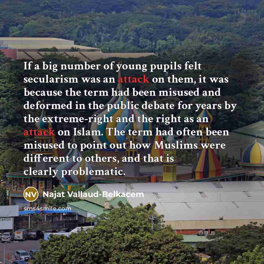 “If a big number of young pupils felt secularism was…” quote by Najat Vallaud-Belkacem