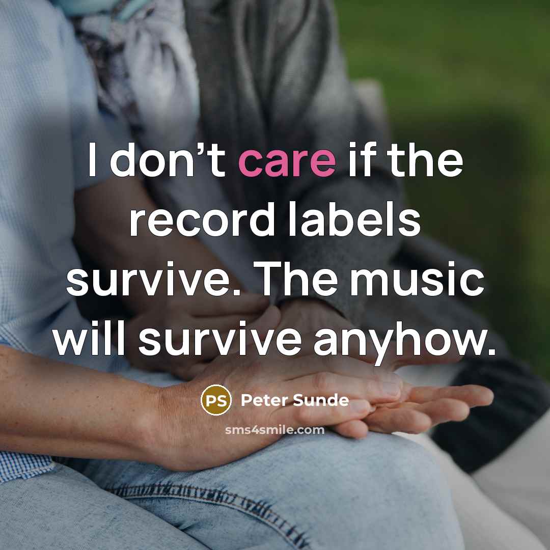 “I don't care if the record labels survive. The music…” quote by Peter Sunde