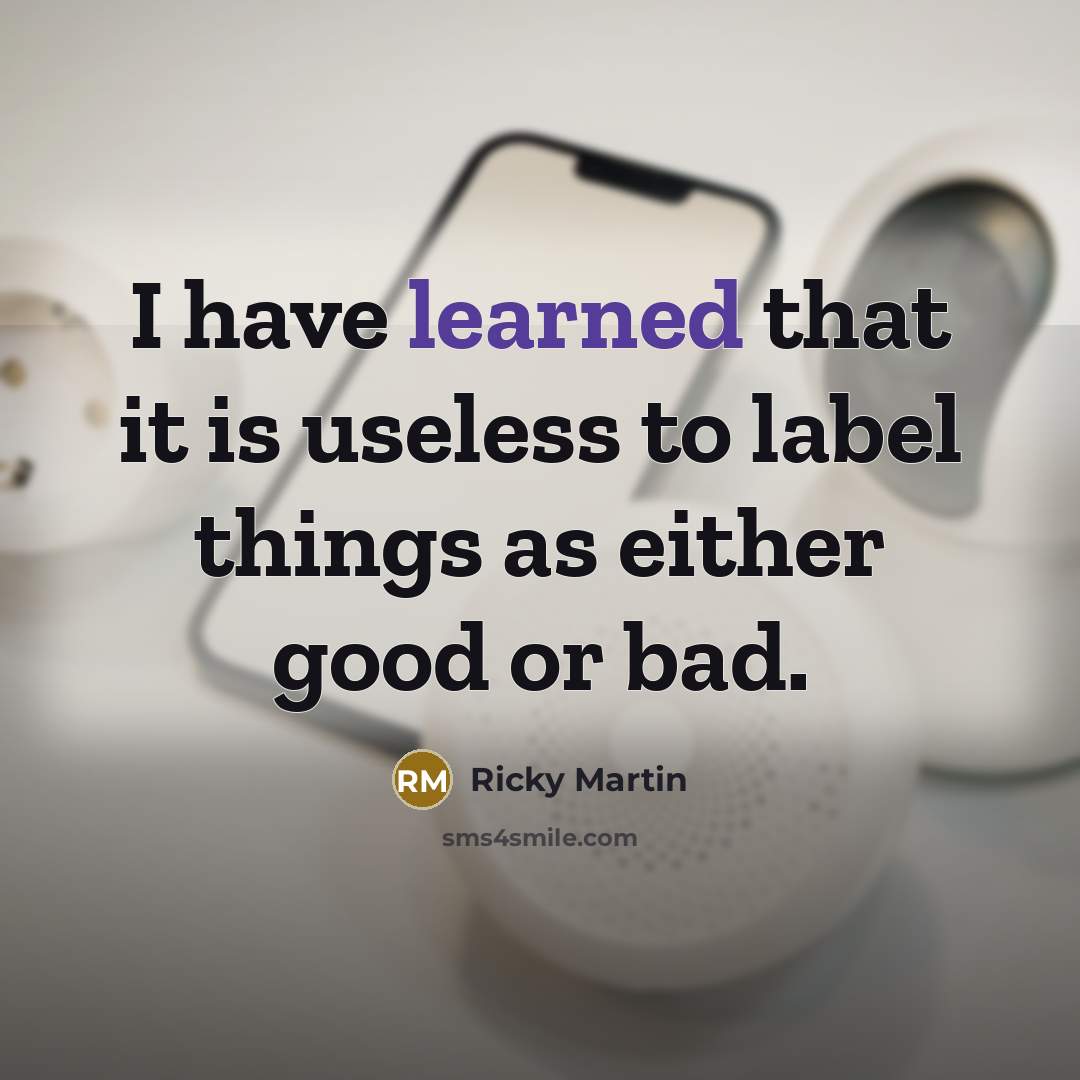 “I have learned that it is useless to label things…” quote by Ricky Martin