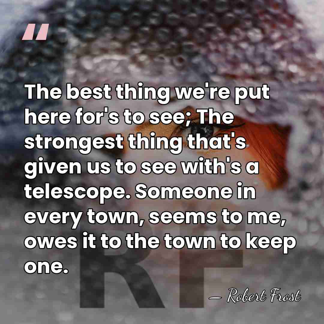The best thing we're put here for's to see; The strongest thing&hellip; - Robert Frost