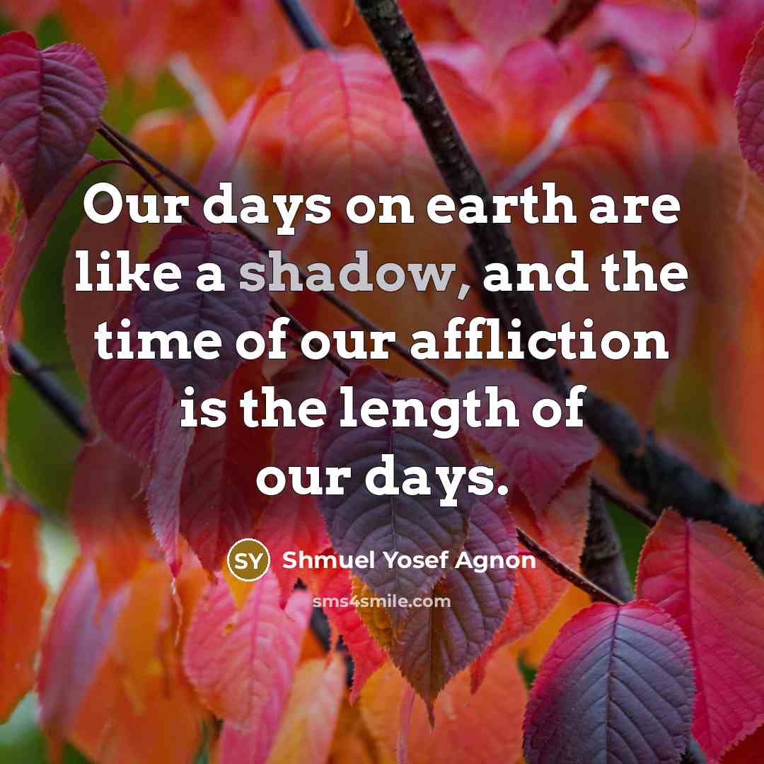 “Our days on earth are like a shadow, and the…” quote by Shmuel Yosef Agnon