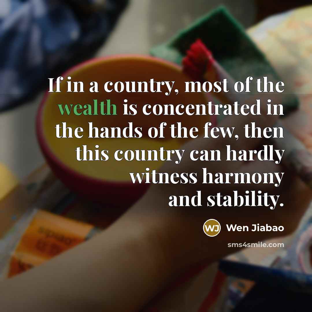 “If in a country, most of the wealth is concentrated…” quote by Wen Jiabao