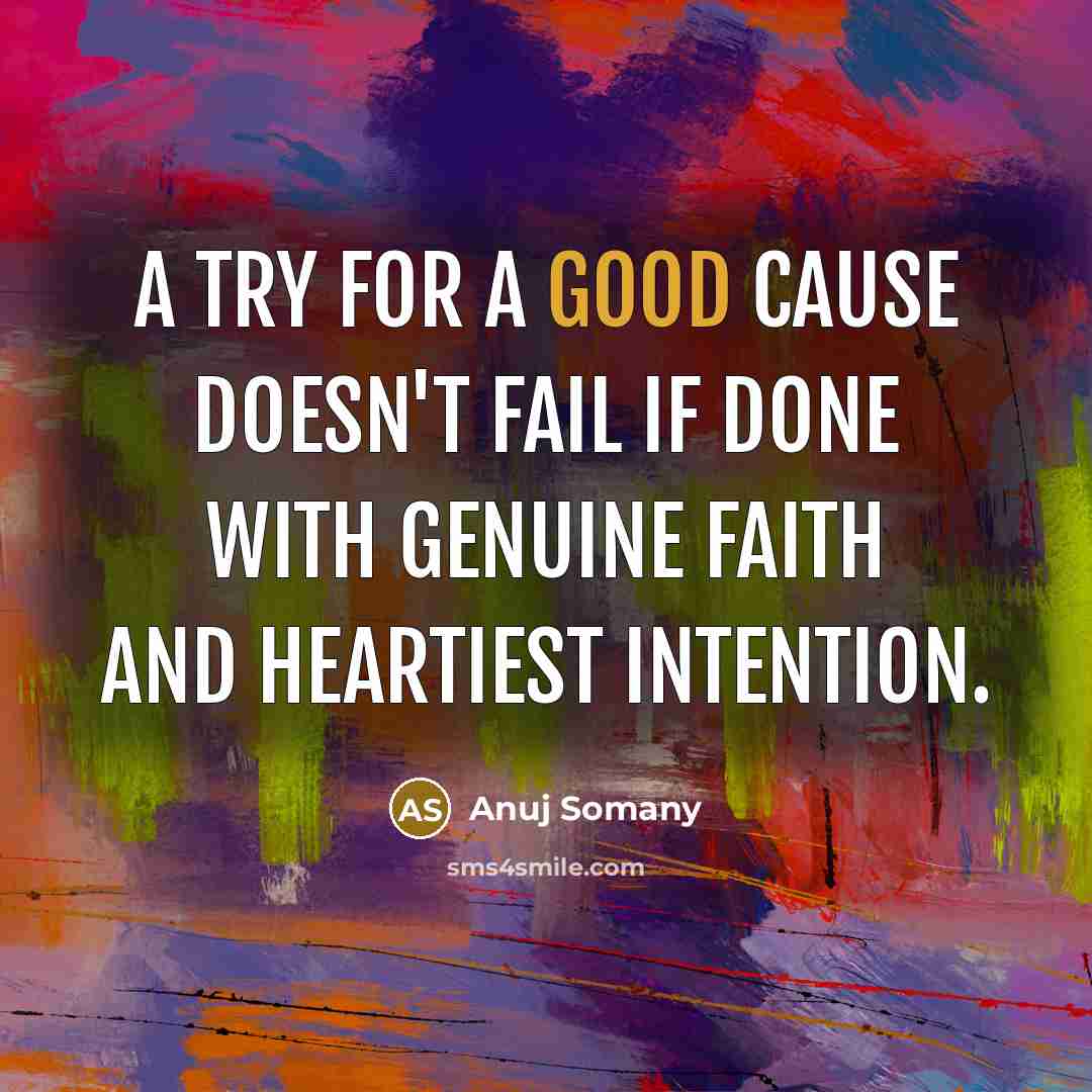 “A try for a good cause doesn't fail if done…” quote by Anuj Somany