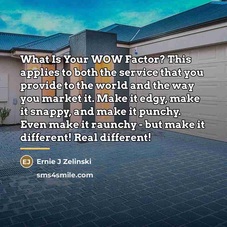 “What Is Your WOW Factor? This applies to both the…” quote by Ernie J Zelinski