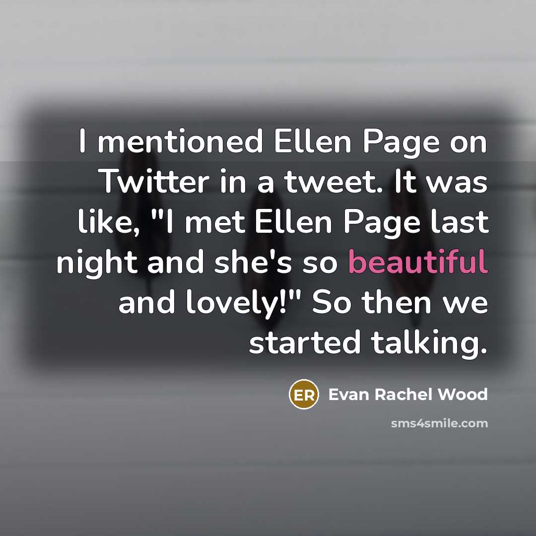 “I mentioned Ellen Page on Twitter in a tweet. It…” quote by Evan Rachel Wood