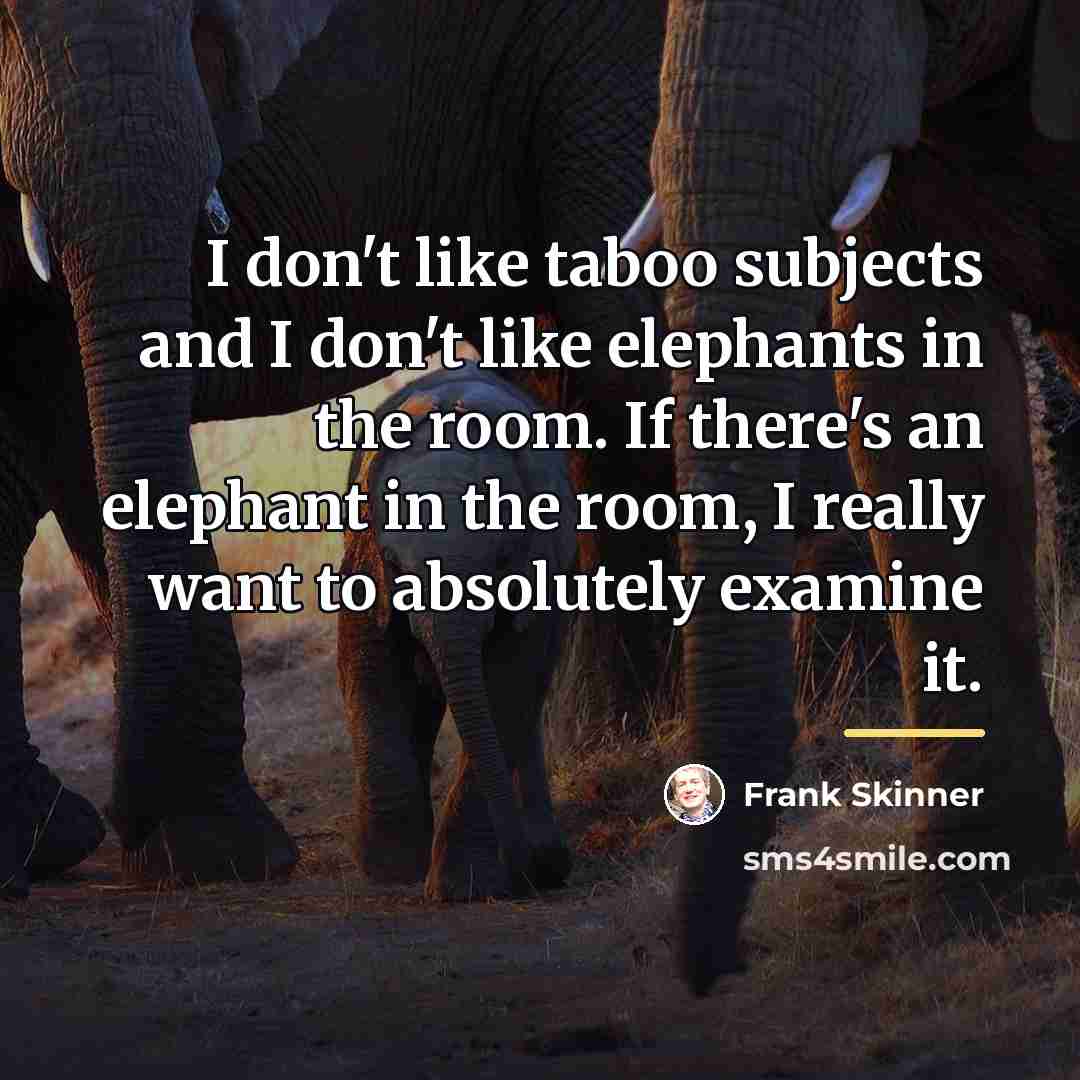 “I don't like taboo subjects and I don't like elephants…” quote by Frank Skinner