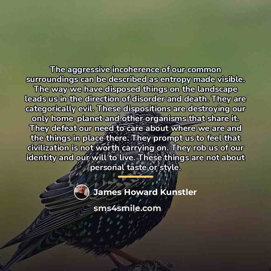 “The aggressive incoherence of our common surroundings can be described…” quote by James Howard Kunstler