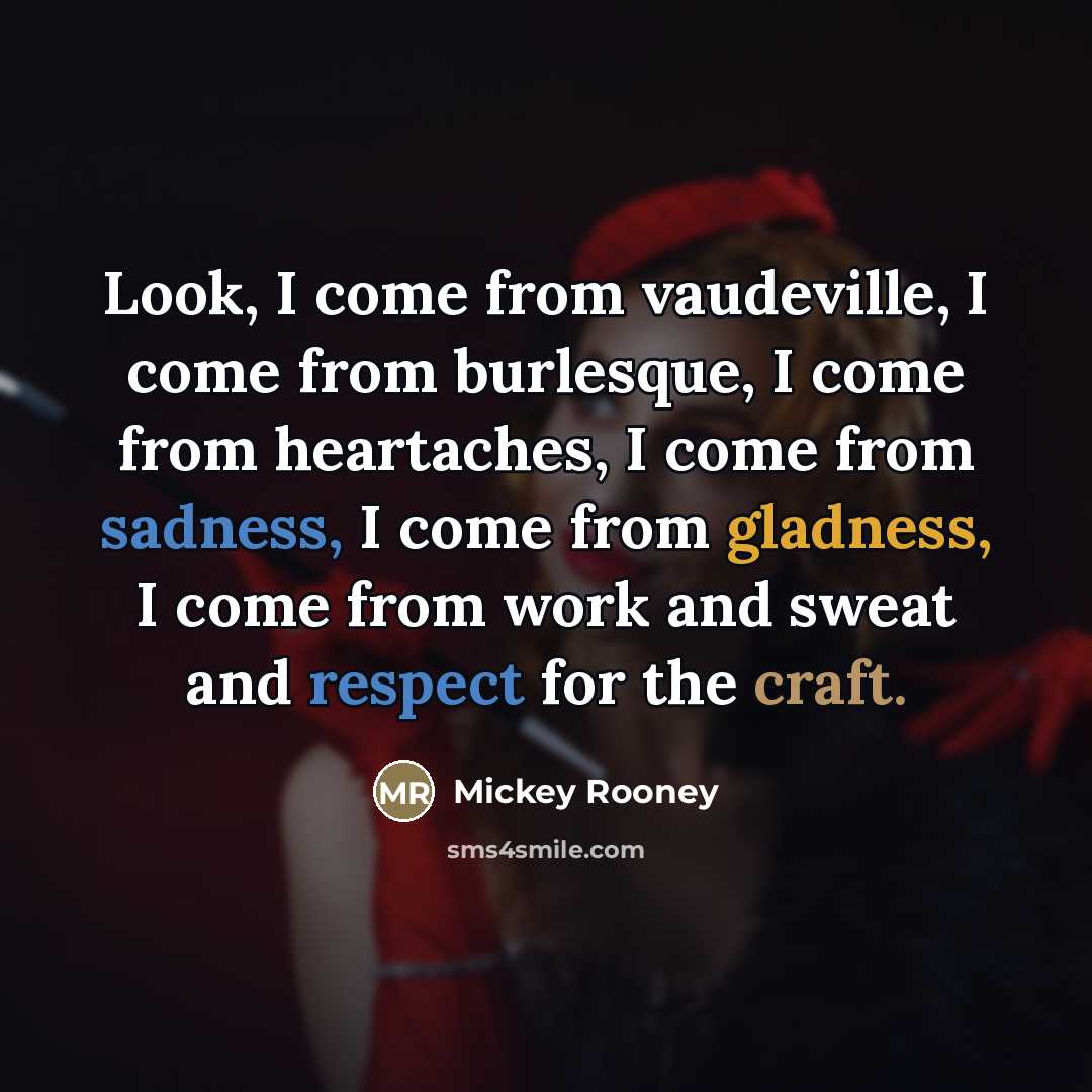 “Look, I come from vaudeville, I come from burlesque, I…” quote by Mickey Rooney