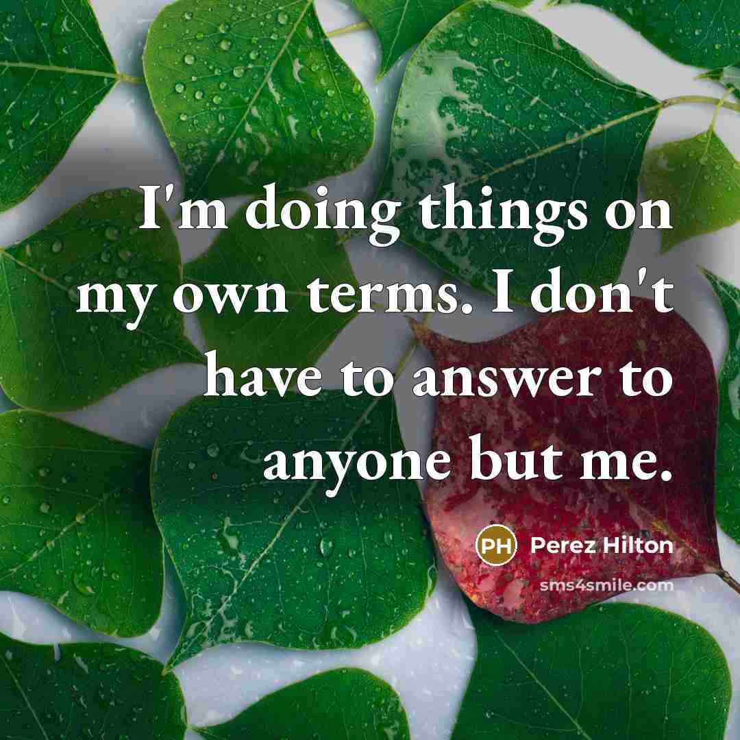 “I'm doing things on my own terms. I don't have…” quote by Perez Hilton