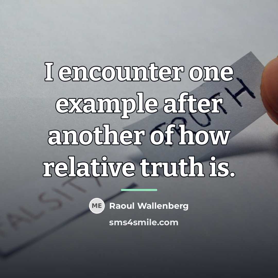 “I encounter one example after another of how relative truth…” quote by Raoul Wallenberg