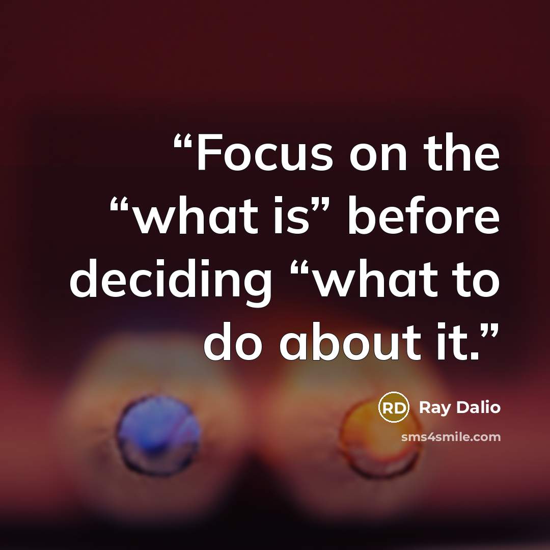 “Focus on the “what is” before deciding “what to do about it.” quote by Ray Dalio
