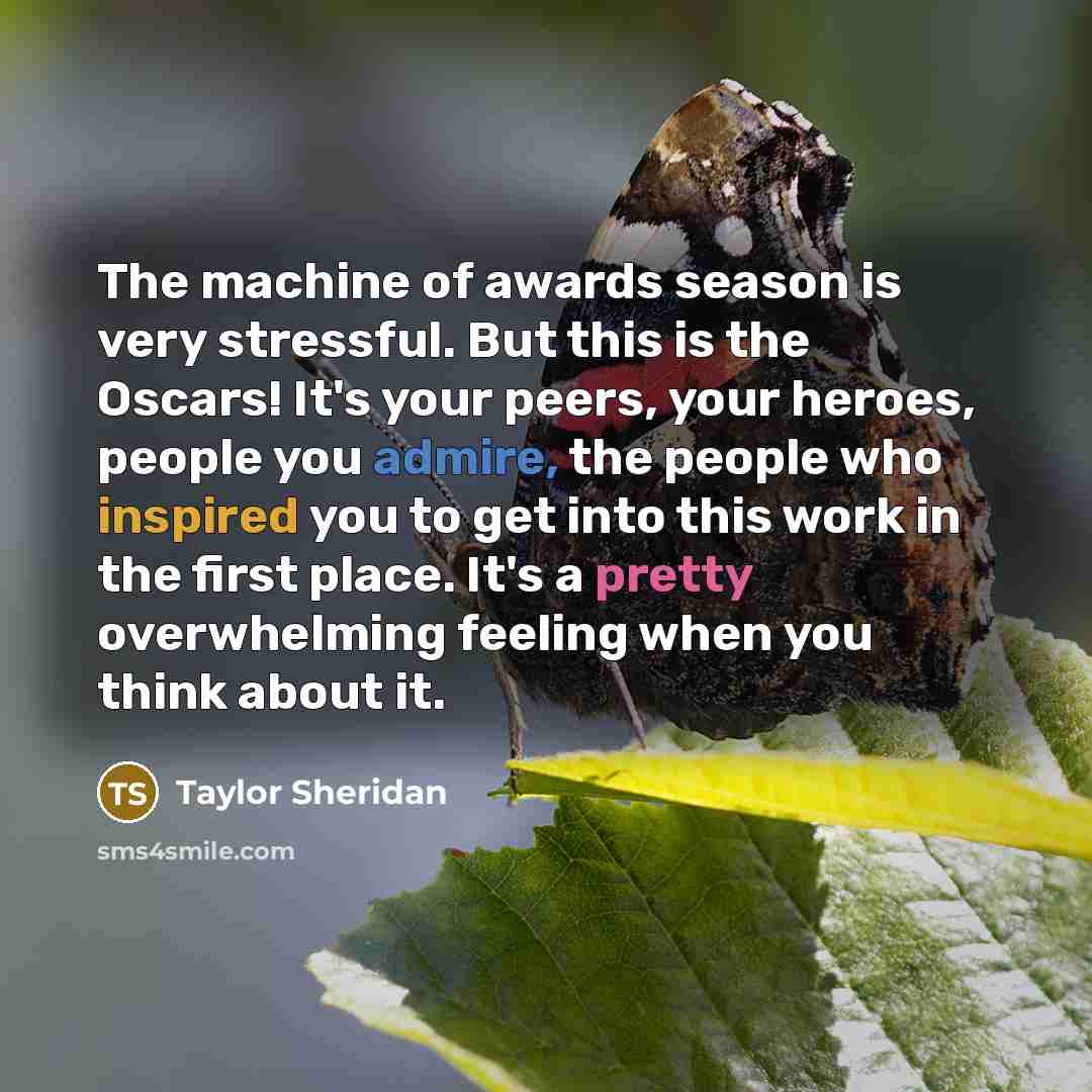 “The machine of awards season is very stressful. But this…” quote by Taylor Sheridan