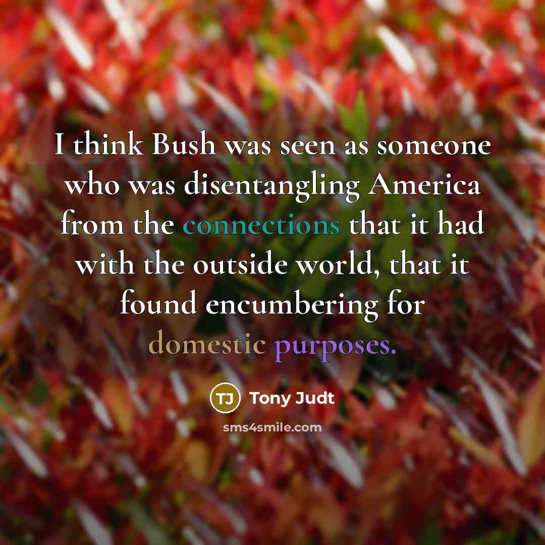 “I think Bush was seen as someone who was disentangling…” quote by Tony Judt