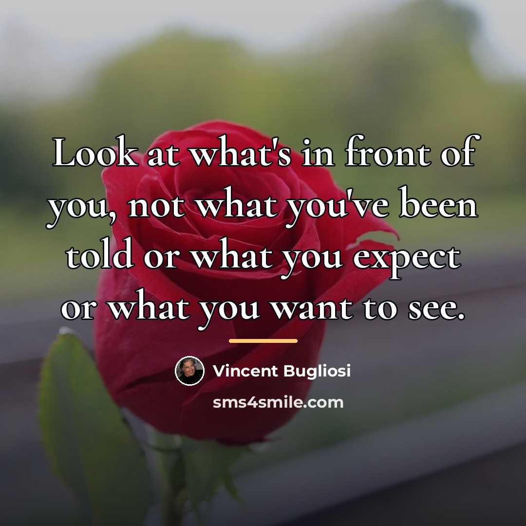 “Look at what's in front of you, not what you've…” quote by Vincent Bugliosi