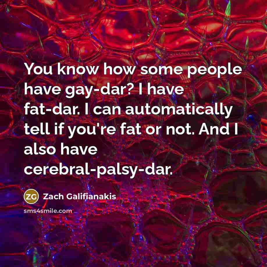 “You know how some people have gay-dar? I have fat-dar.…” quote by Zach Galifianakis