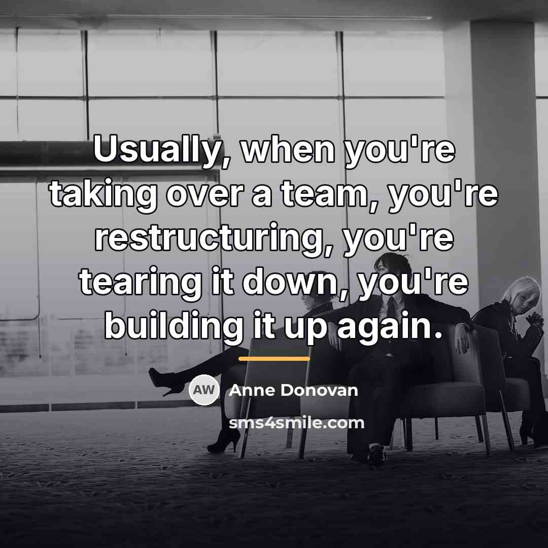 “Usually, when you're taking over a team, you're restructuring, you're…” quote by Anne Donovan