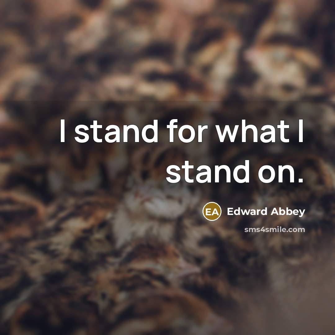 “I stand for what I stand on.…” quote by Edward Abbey
