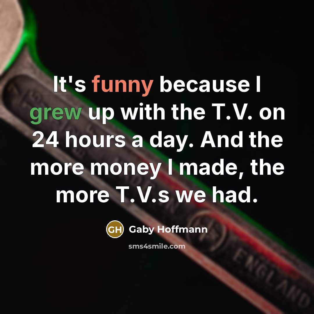 “It's funny because I grew up with the T.V. on 24 hours a day. And the more money I made, the more T.V.s we had.” quote by Gaby Hoffmann