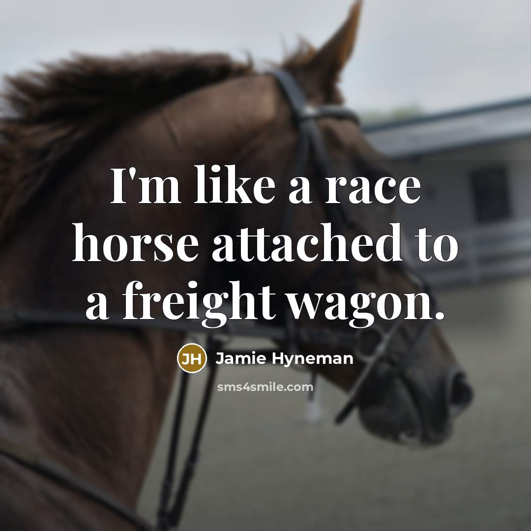 “I'm like a race horse attached to a freight wagon.…” quote by Jamie Hyneman