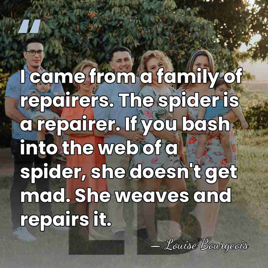 I came from a family of repairers. The spider is a repairer.&hellip; - Louise Bourgeois
