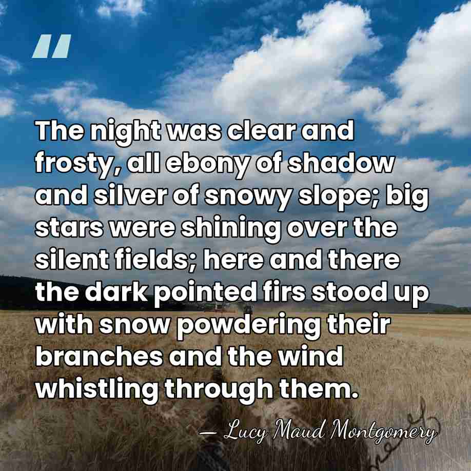 The night was clear and frosty, all ebony of shadow and silver&hellip; - Lucy Maud Montgomery