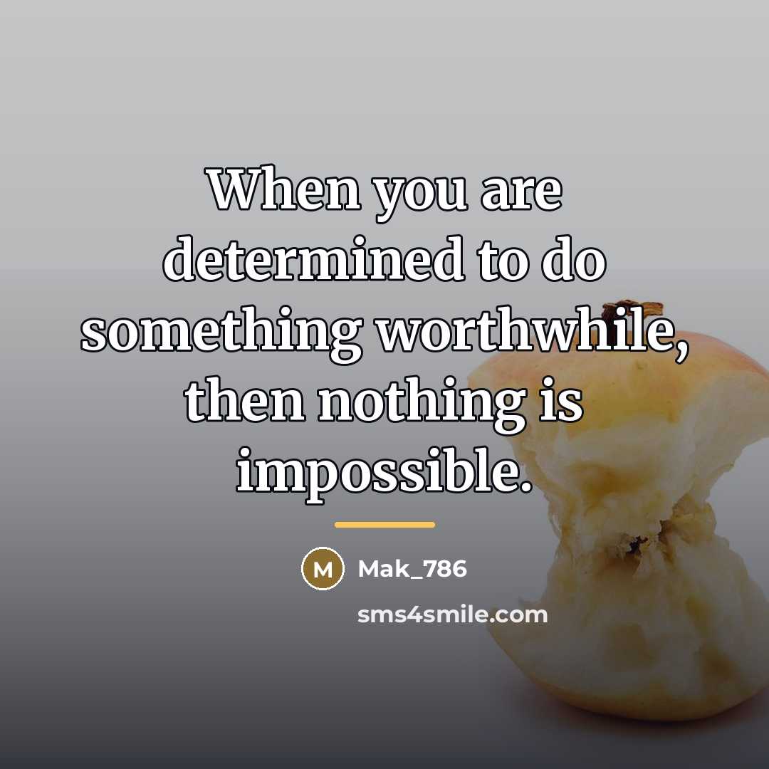 “When you are determined to do something worthwhile, then nothing…” quote by Mak_786