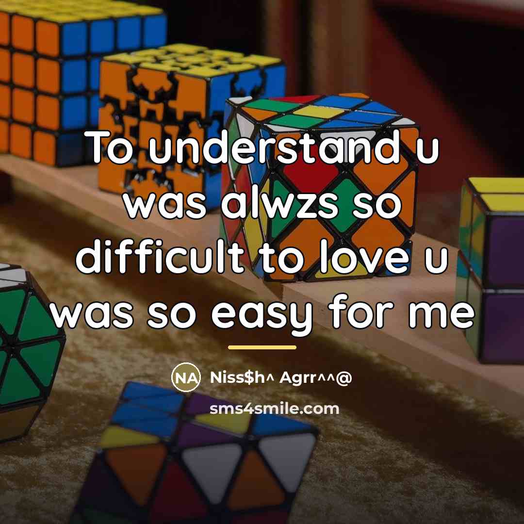 “To understand u was alwzs so difficult to love u…” quote by Niss$h^ Agrr^^@