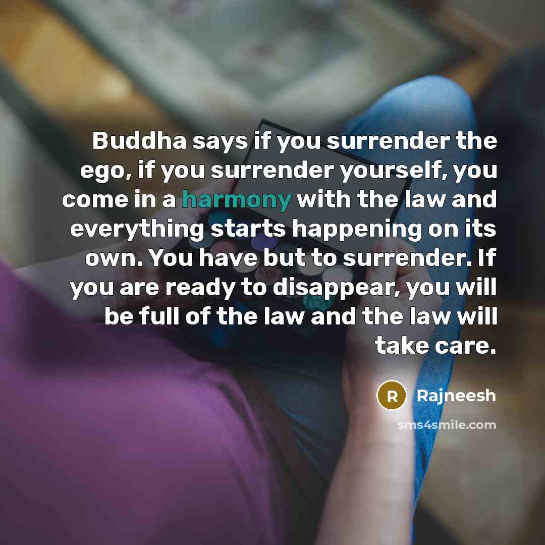“Buddha says if you surrender the ego, if you surrender…” quote by Rajneesh
