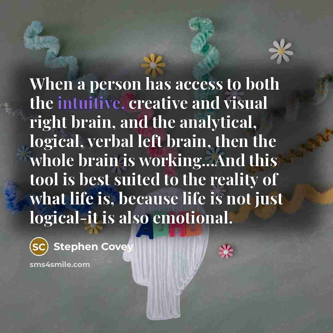 “When a person has access to both the intuitive, creative…” quote by Stephen Covey