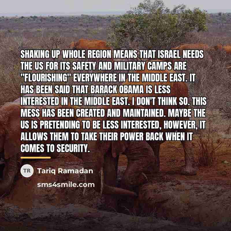 “Shaking up whole region means that Israel needs the US…” quote by Tariq Ramadan