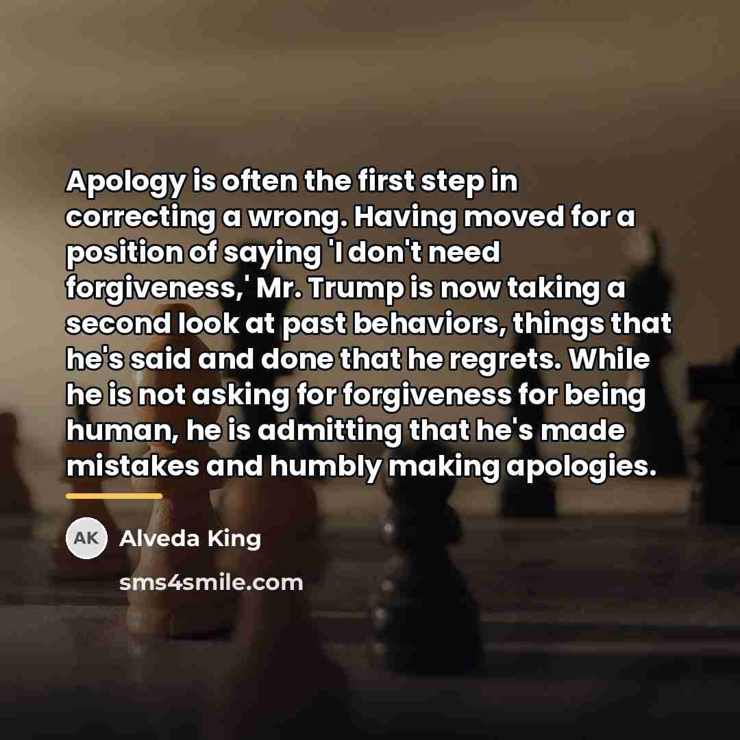 “Apology is often the first step in correcting a wrong.…” quote by Alveda King