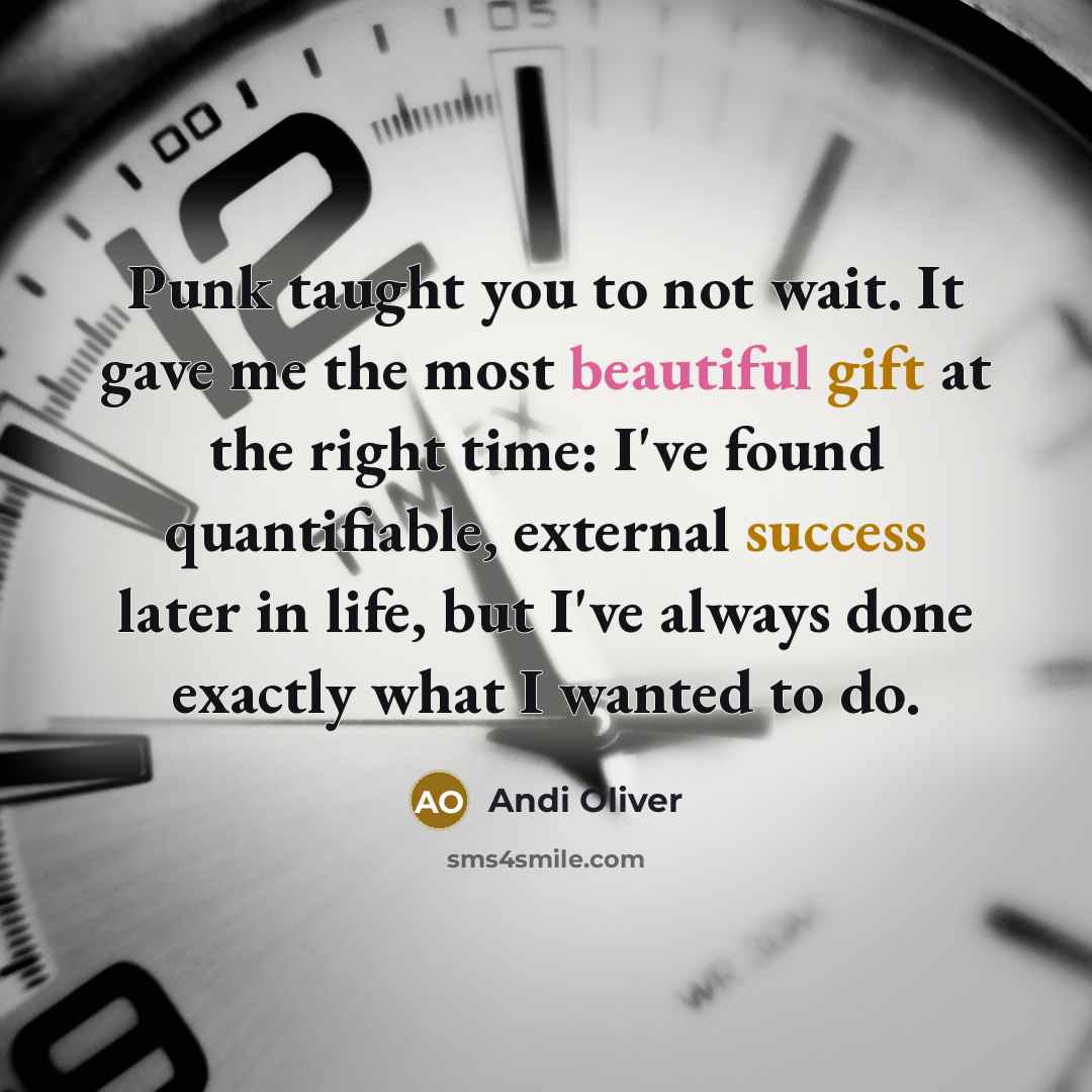 “Punk taught you to not wait. It gave me the…” quote by Andi Oliver