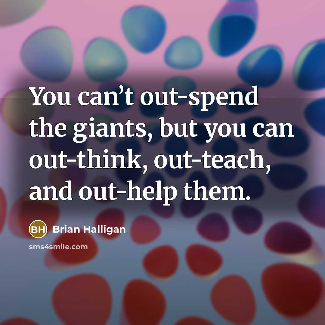 “You can’t out-spend the giants, but you can out-think, out-teach,…” quote by Brian Halligan