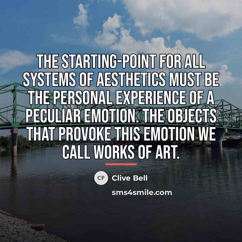 “The starting-point for all systems of aesthetics must be the…” quote by Clive Bell