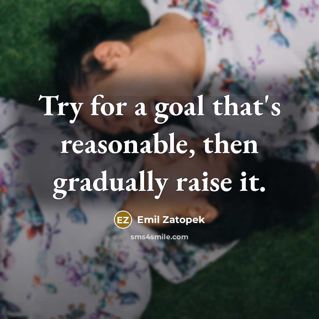 “Try for a goal that's reasonable, then gradually raise it.…” quote by Emil Zatopek