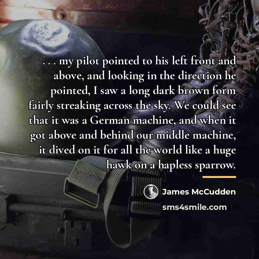 “. . . my pilot pointed to his left front…” quote by James McCudden