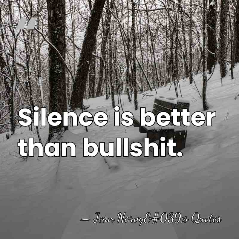 Silence is better than bullshit. - Jean Norvy's Quotes