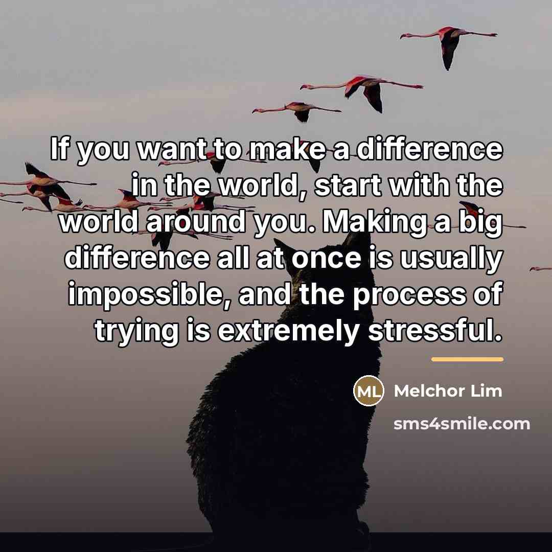 “If you want to make a difference in the world,…” quote by Melchor Lim