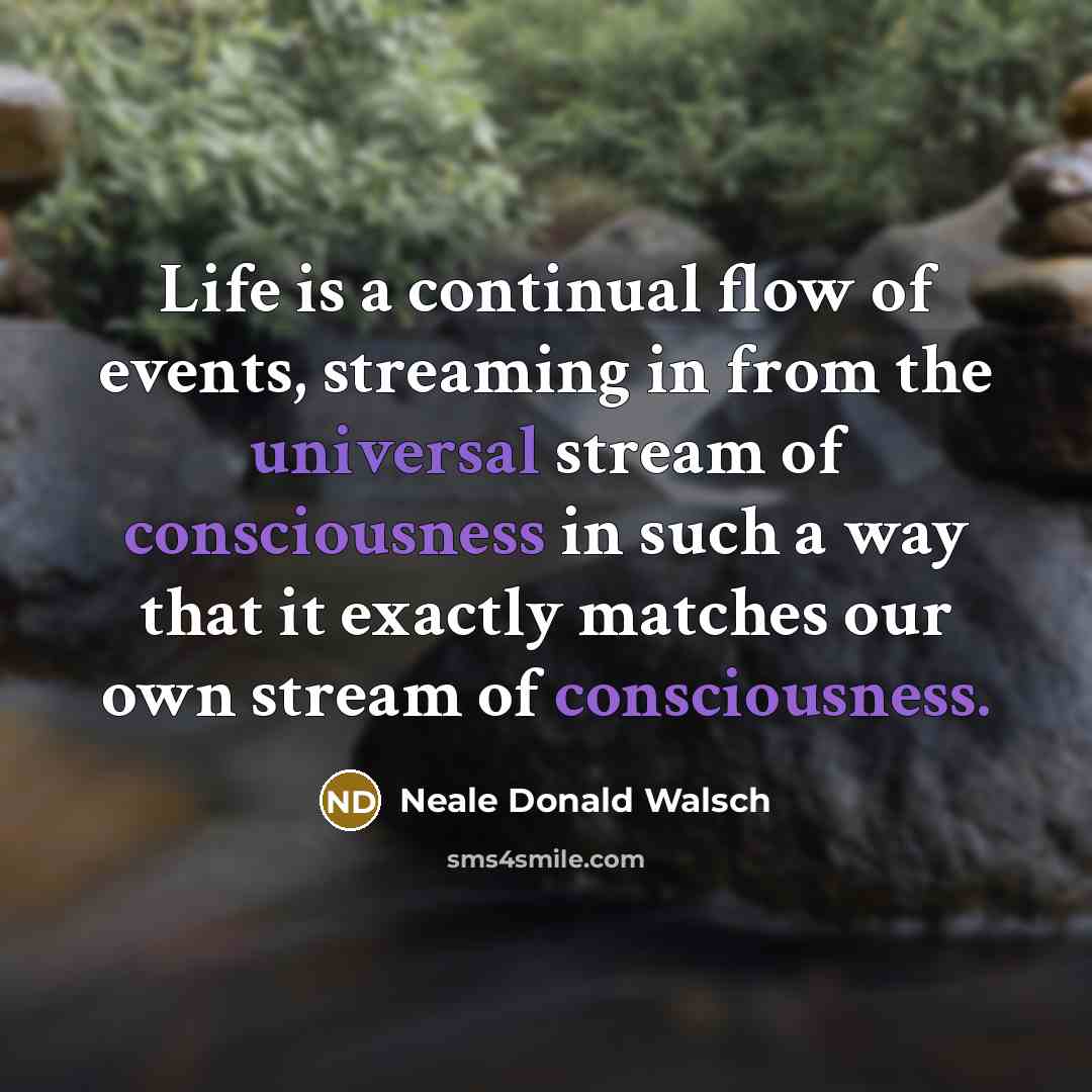 “Life is a continual flow of events, streaming in from…” quote by Neale Donald Walsch