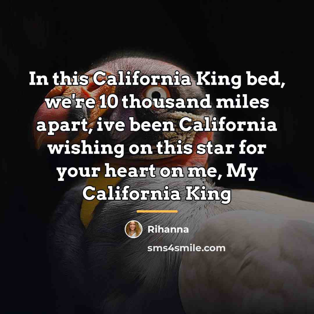 “In this California King bed, we're 10 thousand miles apart,…” quote by Rihanna