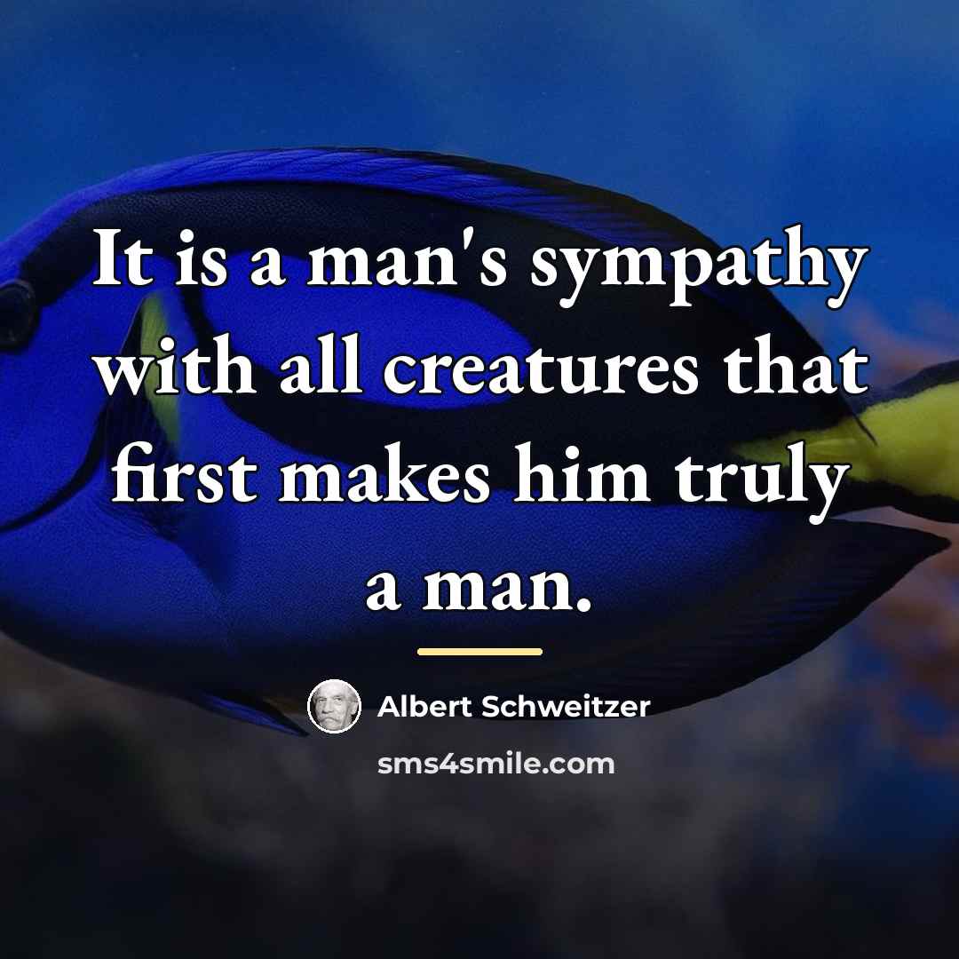 “It is a man's sympathy with all creatures that first…” quote by Albert Schweitzer