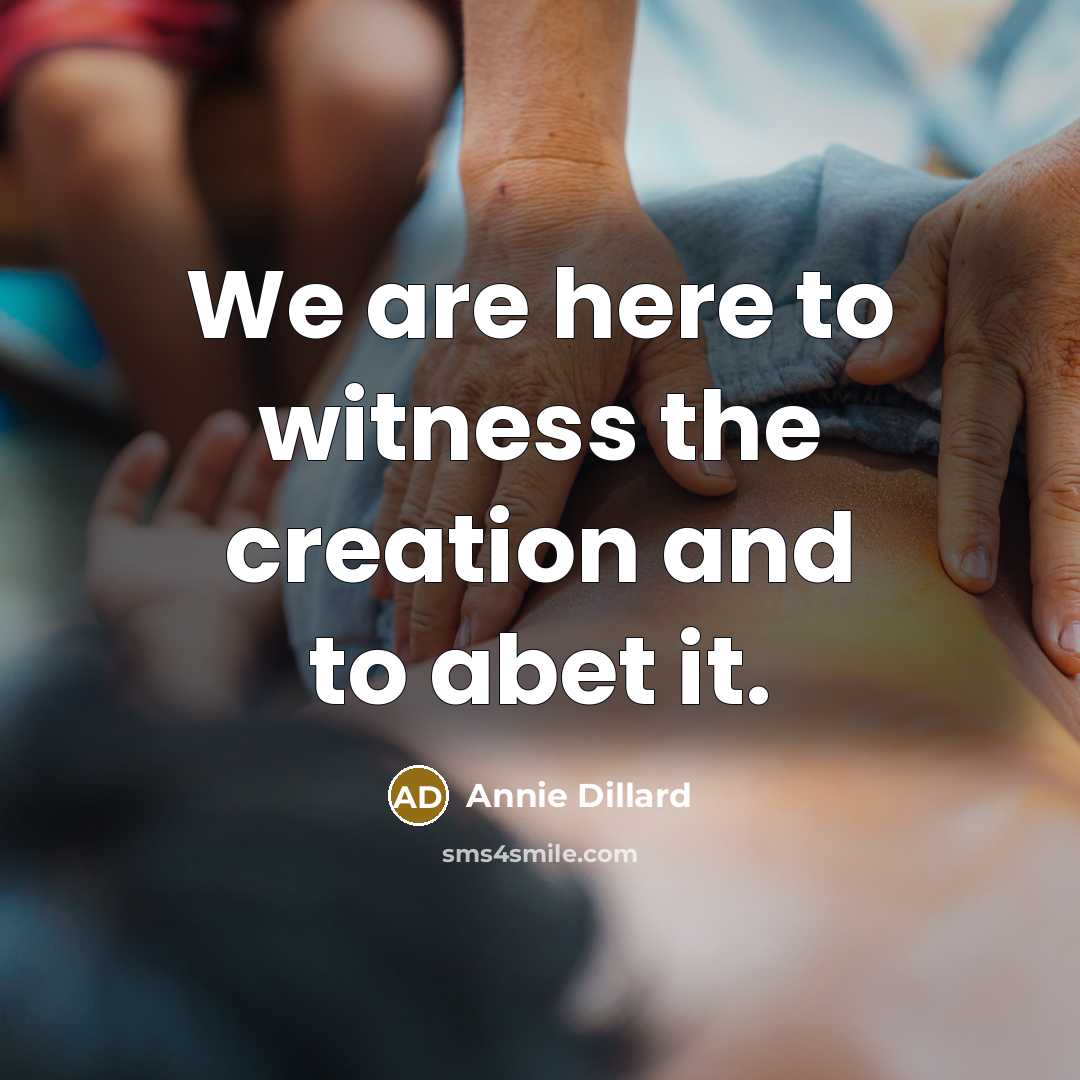 “We are here to witness the creation and to abet…” quote by Annie Dillard
