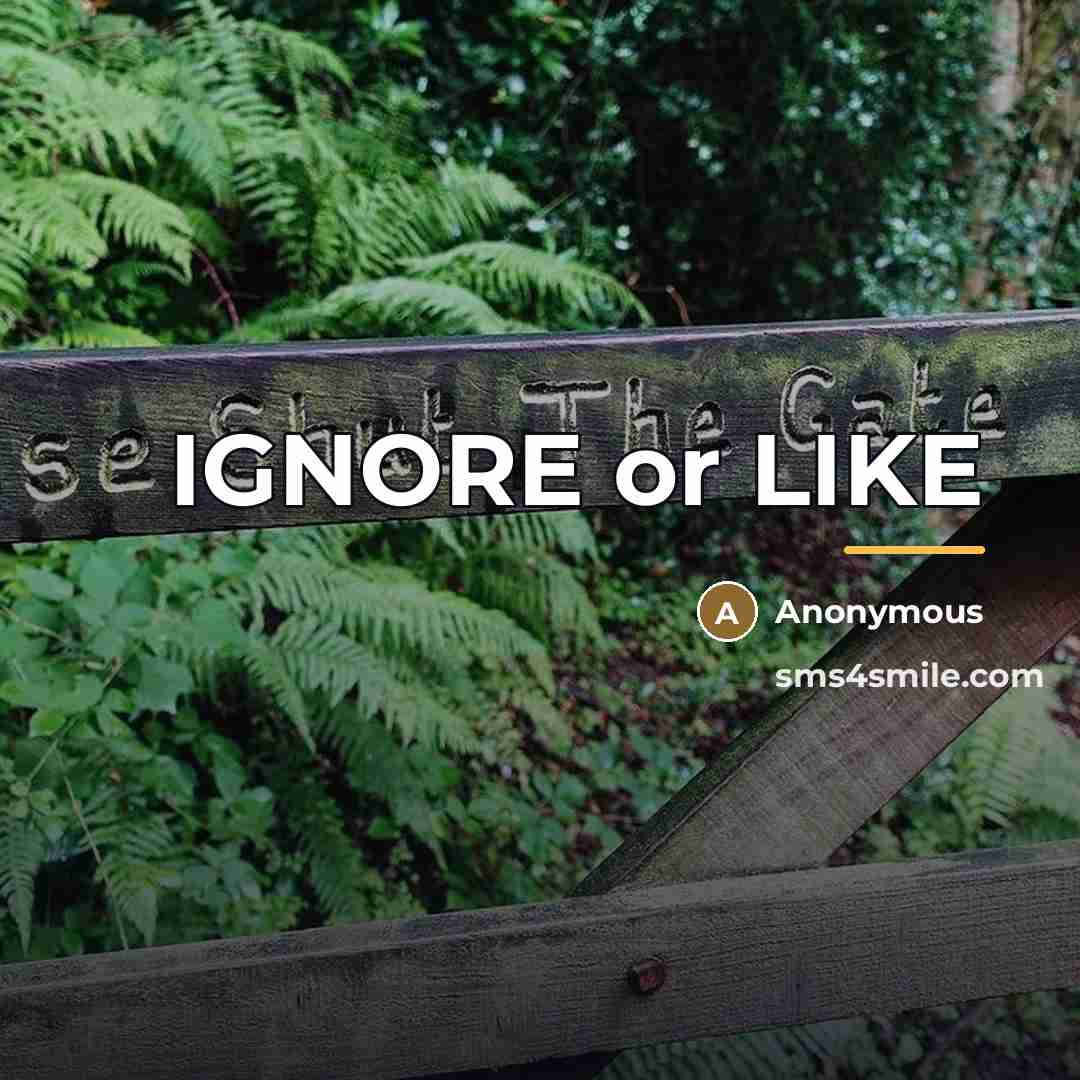 “IGNORE or LIKE…” quote by Anonymous